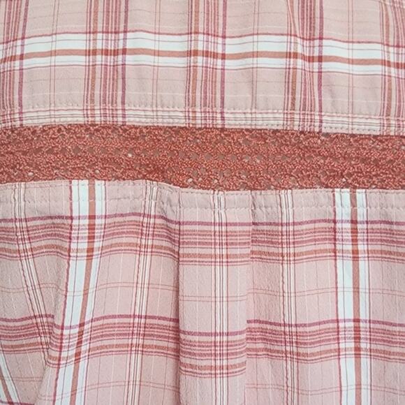 Prana Anja Button Up Hooded Popover Long Sleeve Pink Plaid Size M - Picture 7 of 11